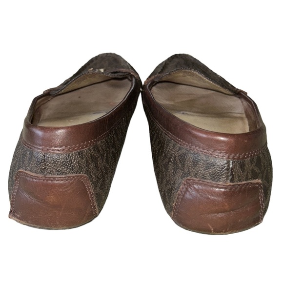 Michael Kors Hamilton Brown MK Logo Gold Padlock Loafers - 9 - Picture 10 of 16